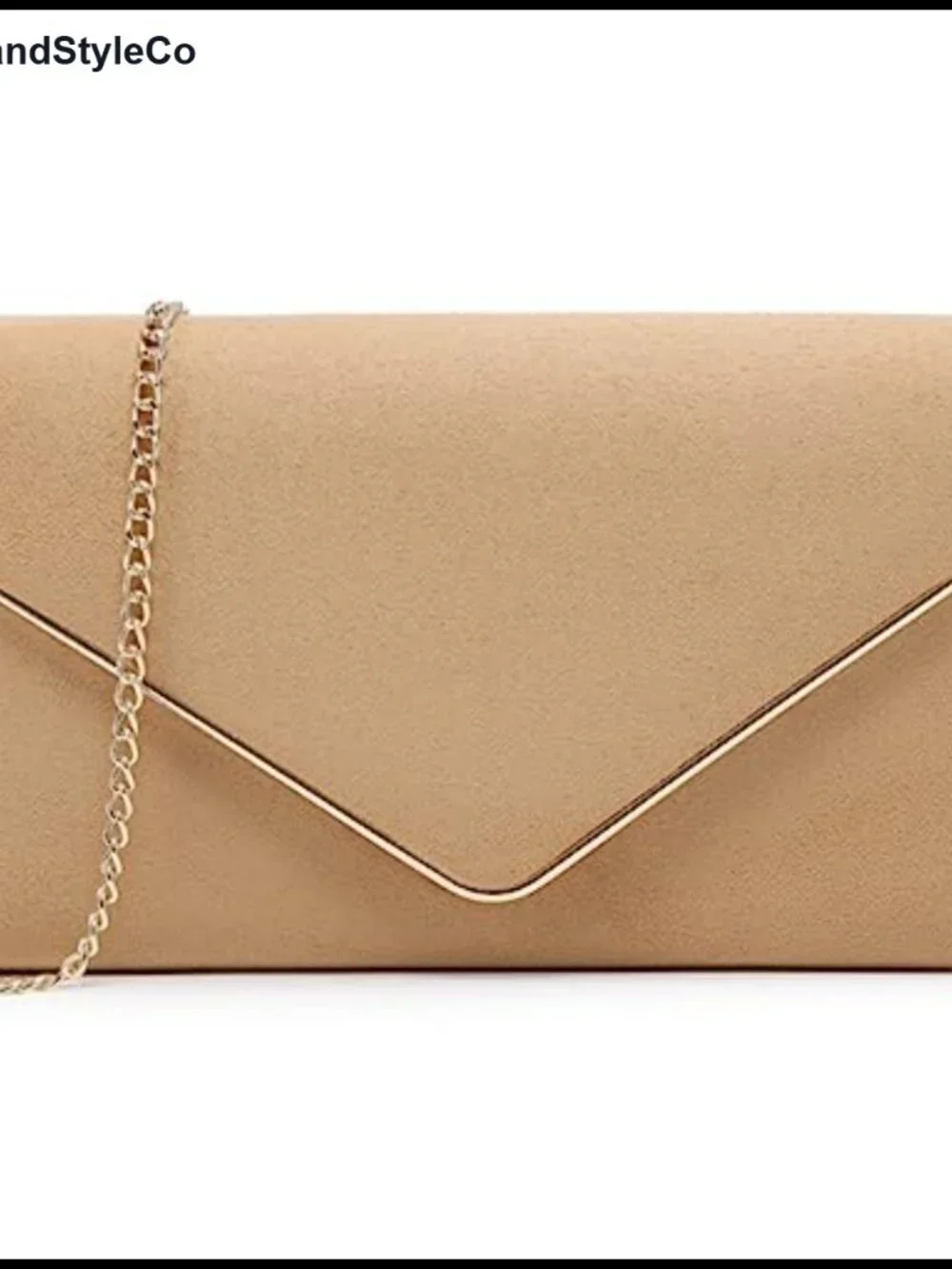 Faux Suede Velvet Evening Clutch with Gold Chain Strap